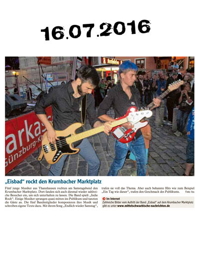 Eisbad rockt den Marktplatz: Mittelschwäbische Nachrichten vom 18.07.2016